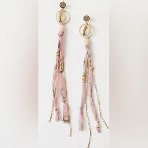 Free People Bridge Dangle Earrings Jewelry Gold-Tone Beaded Cowrie Shell